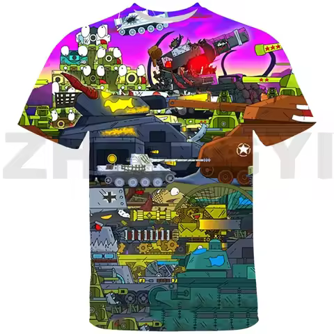 2024 Hip Hop 3D Printed Animated World of Tanks T-shirt War Thunder T-shirt Children's T-shirt Stree