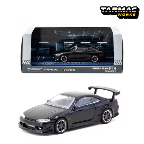 Tarmac Works Γ PRIX Γ VERTEX 1:64 Nissan Silvia S15 Vertex "Tonnderu" Black Diecast Model Car In Sto