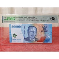 🔥印度尼西亚~Indonesia 50,000 Rupiah 【 S/N  ZBH 888888 】EPQ 65 (PMG)🔥