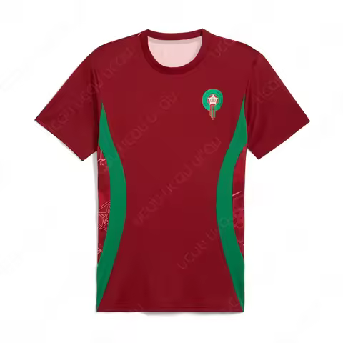 moto Morocco National Team 2025 Quick Dry Outdoor Jersey Summer Classic Casual Loose Fit Tee for Adu