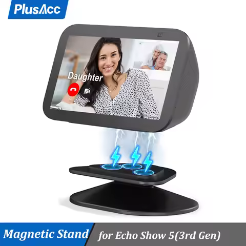 PlusAcc Magnetic Stand for Echo Show 5 (3rd Gen) with Swivel Tilt Adjustable Function to Get Good Vi