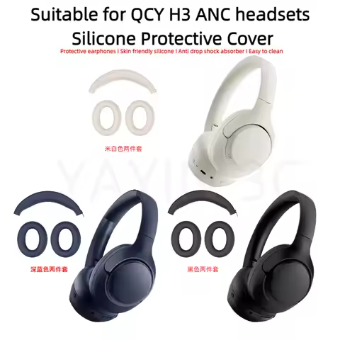 Suitable for QCY H3 ANC Wireless Bluetooth headsets Silicone Protective Cover Zipper head beam prote