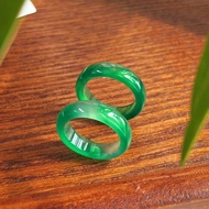 9.9~2025 New Style Lighting Chrysoprase Green Agate Ring Ring