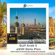 【eSim】Gulf Arab 5 l esim Qatar,Saudi,Bahrain, Kuwait , UAE eSim Data Plan I GoGo Roaming Travel eSim