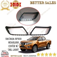 NISSAN NAVARRA NP300 EL HEAD LIGHT COVER GARNISH CARBON FIBER WITH DRL LED LIGHT WHITE (2008-2015)