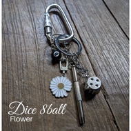 GANTUNGAN Flash Savings KEYCHAIN DICE CHARM BAG IRON SILVER KEYCHAIN KAER SELEN DICE DICE DICE METAL