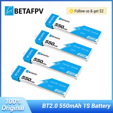 BETAFPV RC Battery 550mAh 40C/80C 1S FPV Lipo BT2.0 Connector for Meteor75 Pro Meteor75 Pro HD Cetus