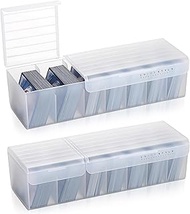 OwnMy 2PCS Plastic Trading Card Storage Boxes, White Baseball Card Storage Box with Dividers, Plasti