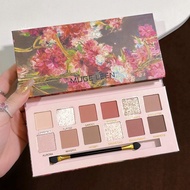 12 Colors Begonia Flower Oil Painting Style Pink Brown Eyeshadow Palette Matte Pearlescent Fine Flas