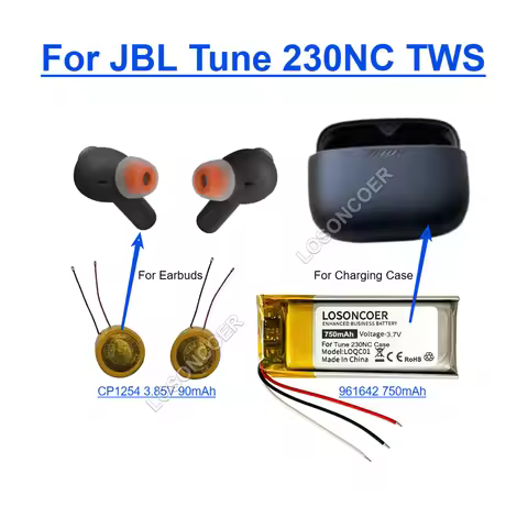 961642 CP1254 3.85V 90mAh For JBL Tune 230NC TWS 230 NC T230NC TUNE230 Wireless Noise Cancelling Ear