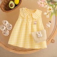 Baby Girl Plaid Dress Summer New Cute Cartoon Children'S Clothing (9 Months -4 Years Old)