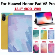 For Huawei Honor Pad V8 Pro 12.1 inch ROD-W09 Fashion tablet protective case high quality art painting color watercolor sweatproof anti flip leather stand cover