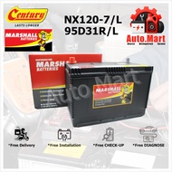 Bateri Kereta / Car Battery - Century Marshall - Maintenance Free - NX120-7 / L - 95D31R / L