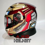 Ready Stock Helm Kyt K2 Rider Marvel Iron Man Red Gold Kyt Helm K2R