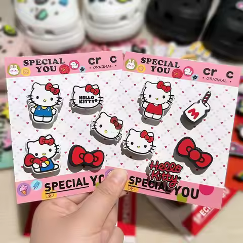 5-10pcs kitty Shoe Charms PVC DIY Shoes Decoration Bracelet Wristband Sandal Buckle Sandal Shoe Acce
