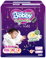 Tã Quần Bobby Organic Sleepwell - Tã Quần Bobby Ban Đêm Siêu Thấm Hút Chứa Sợi Cotton Tự Nhiên - Tha