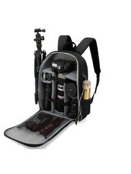 戶外攝影機背包帶有led燈設計,兼容佳能、尼康、無反和數位單眼相機,大容量攝影包供男女使用,帶有16英寸筆記型電腦隔層,也適合存放無人機設備