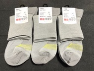 Uniqlo 男襪 中筒襪 除臭襪 灰色（3雙）