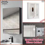 [SG Seller] READY STOCK Aluminium Mirror Cabinet/Bathroom Cabinet/Toilet Mirror With Door（1-3 Days delivery）