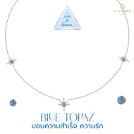 A.CEMI สร้อยคอเสริมดวง พลอยแท้ Blue Topaz 8 Triple Star Necklaceมอบความสำเร็จ ความรัก