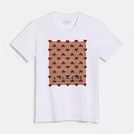 COACH Women's New Classic Strawberry Heart Round Neck Short Sleeved T-shirt Pure Cotton