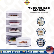 3 4 5 Tingkat Penutup Makanan Bertingkat Moden Simpan Lauk Rak Pinggan Plastik Ringan Bulat Saji Ber