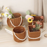 ST/💚Wedding Shop Flower Storage Rattan Basket Wood Bar Decoration Flower Arrangement Basket Sundries Creative Utensils S