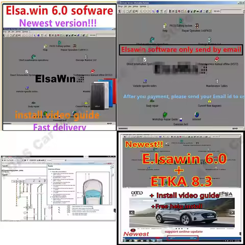 ELSAWIN 6.0 Etka 8.3 OBD2 escáner Tool Group Catálogo de piezas electrónicas de vehículos Adecuado p