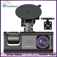 【Local Shipment】3 Channel Dash Camera Front and Rear Inside 1080P Triple Dash Cam Night Vision Car D