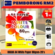 (RM2) OKADA A4 Paper 80gsm - (20's) / Kertas A4 / Copier Paper / Kertas A4 80gsm / A4 Paper