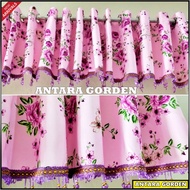 UNGU Minimalist Tassel Main Door Pony Curtain, Thick Material, Shabby Purple Floral Motif