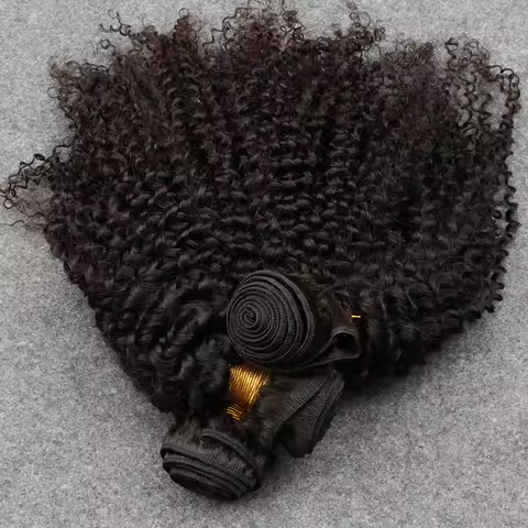 Afro Kinky Curly Weft 100% Human Hair Extensions 3B 3C Natural Black Curls Virgin Remy Indian Human 