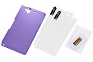 日本原裝 Ray-Out Sony Xperia Z C6602 彈性耐用TPU軟殼+抗指紋氣泡保護貼x2 消光透紫RT-SO02EC6/V清水套保護殼保護套背殼