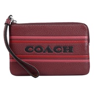 COACH CH311 品牌LOGO壓紋拉鍊零錢手拿包.酒紅