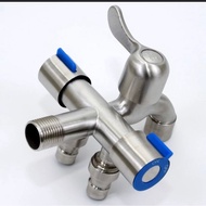 Vòi Nước 3 Đầu Ra Phi 21 Chất Liệu Inox304 Cao Cấp  Có Van Điều Chỉnh Riêng Biệt Dạng Chia Nước Có L