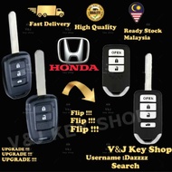 🔥New Design 2024🔥 Honda Remote Flip Key Case Casing Modify Foldable 2 / 3 Button City HRV Jazz BRV B