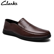 TOP☆Clarks_ คอลเลกชัน Cambro Step Men รองเท้าหนังสีดำแบบสวมสบาย