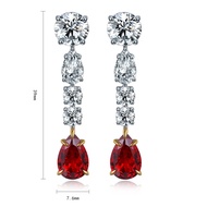 Hot selling New Arrivals Romantic Charm Long Dangle Earrings Lab Grown Diamond RUBY Fashion  Earring