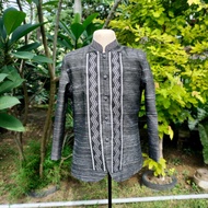 UZZO Coat Barong for Men Modern Color Black Computerized Embroidery Piña Jusilin Double Lining