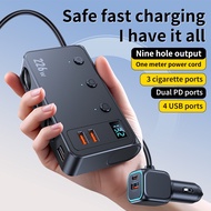 Ready Stock C33 Car Power Socket Adapter 12V-24V PD45W Fast Charger Retractable USB-C Cable QC18W Ca