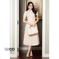 SIXDO Beige Woven Flared Skirt (Beige Woven Flared Skirt)