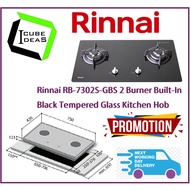 Rinnai RB-7302S-GBS 2 Burner Built-In Black Tempered Glass Kitchen Hob