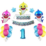 New!!! Balloon Decoration Package For Birthday / Happy Birthday Baby Shark 02