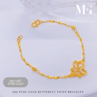 Merlin Goldsmith 24K 999 Pure Gold Butterfly Twist Bracelet