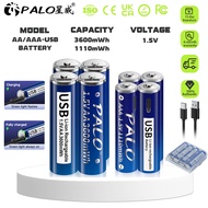 PALO 1.5v AA/AAA Battery Rechargeable Type-c Charging USB Interface Lithium Battery 3600mWh