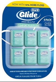 特價 Glide 清潔舒適牙線 44公尺x6入 薄荷口味 44M x 6入 好市多 牙線更柔軟 不易斷裂 天然微蠟塗層