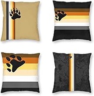 Cushion Covers, 65x65cm Set of 4, Bear Footprint Art Soft Velvet Throw Pillow Cases 26x26in, Square Sofa Cushion Cover with Invisible Zipper for Couch Bed Car Bedroom Home Decor