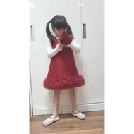 Size up to 45kg QC class 1 luxury dress Set with velvet lining, ruffled neck sweater with pearl bag