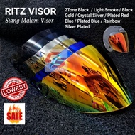 RITZ & TSR WIN G919 VISOR (SIANG MALAM) YF1 AR1 AR3 AR4 AR5 2Tone Black Smoke Gold Red Blue Rainbow