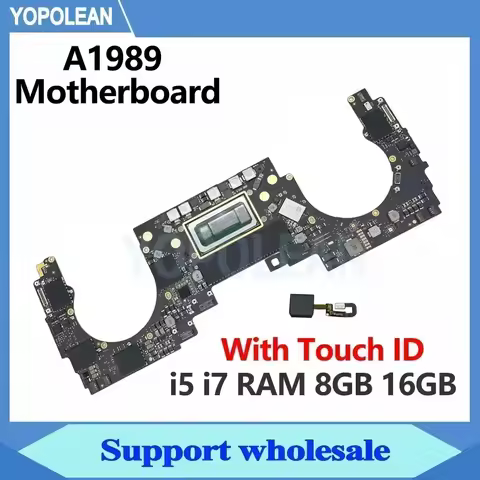 Original A1989 Motherboard With Touch ID For Macbook Pro Retina 13" A1989 Logic Board i5 i7 8GB 16GB